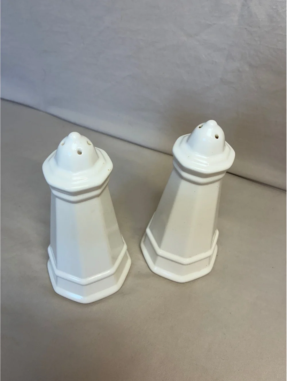 Hall China White Ceramic Salt and Pepper Shakers
